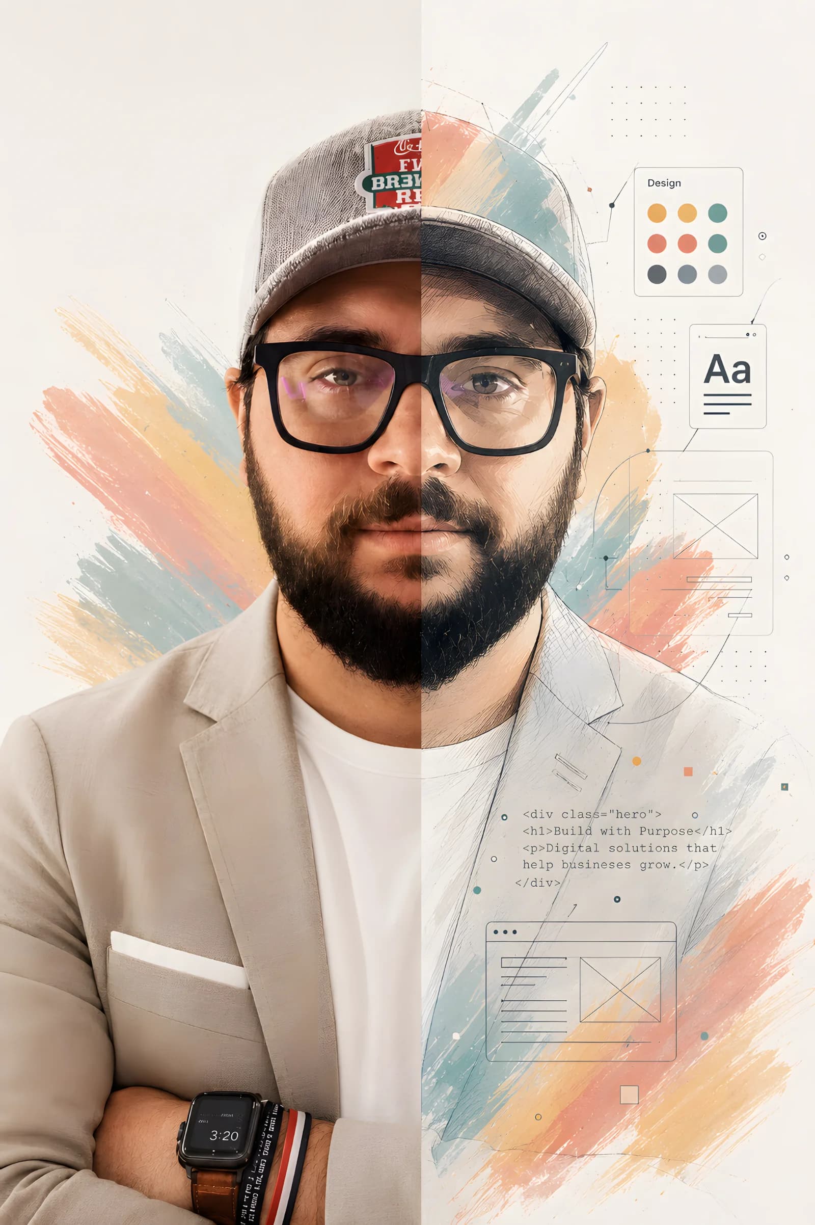 Fady Eilia — half portrait, half design-and-code system